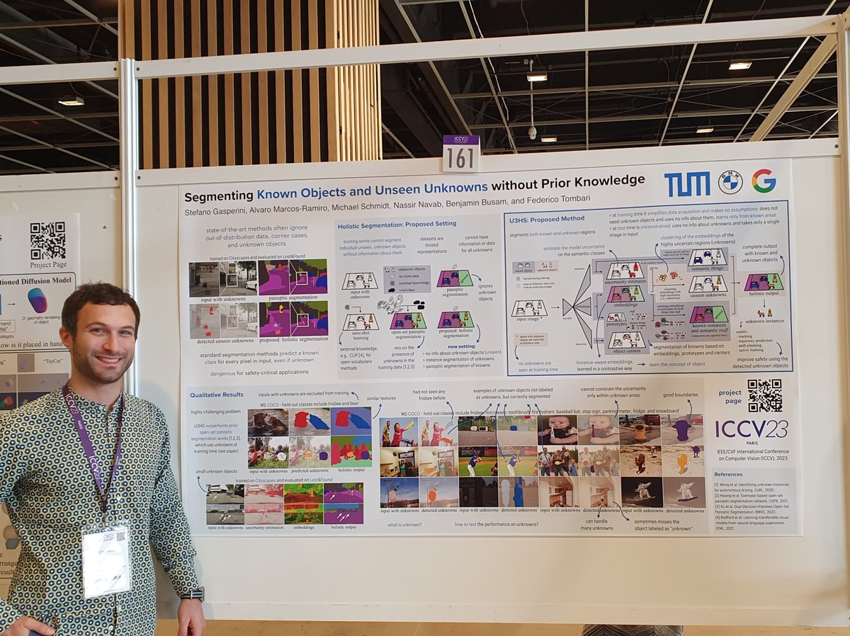 ste_gasperini's tweet photo. I had a great time at #iccv2023 presenting 2 papers! 🎉
> mono depth in adverse conditions + code: https://t.co/9nVGJTEwft
> segmentation of known and completely unknown objects: https://t.co/TXe5eForGG
I really appreciated meeting so many people and look forward to the next one! https://t.co/pnmfYYXaUx