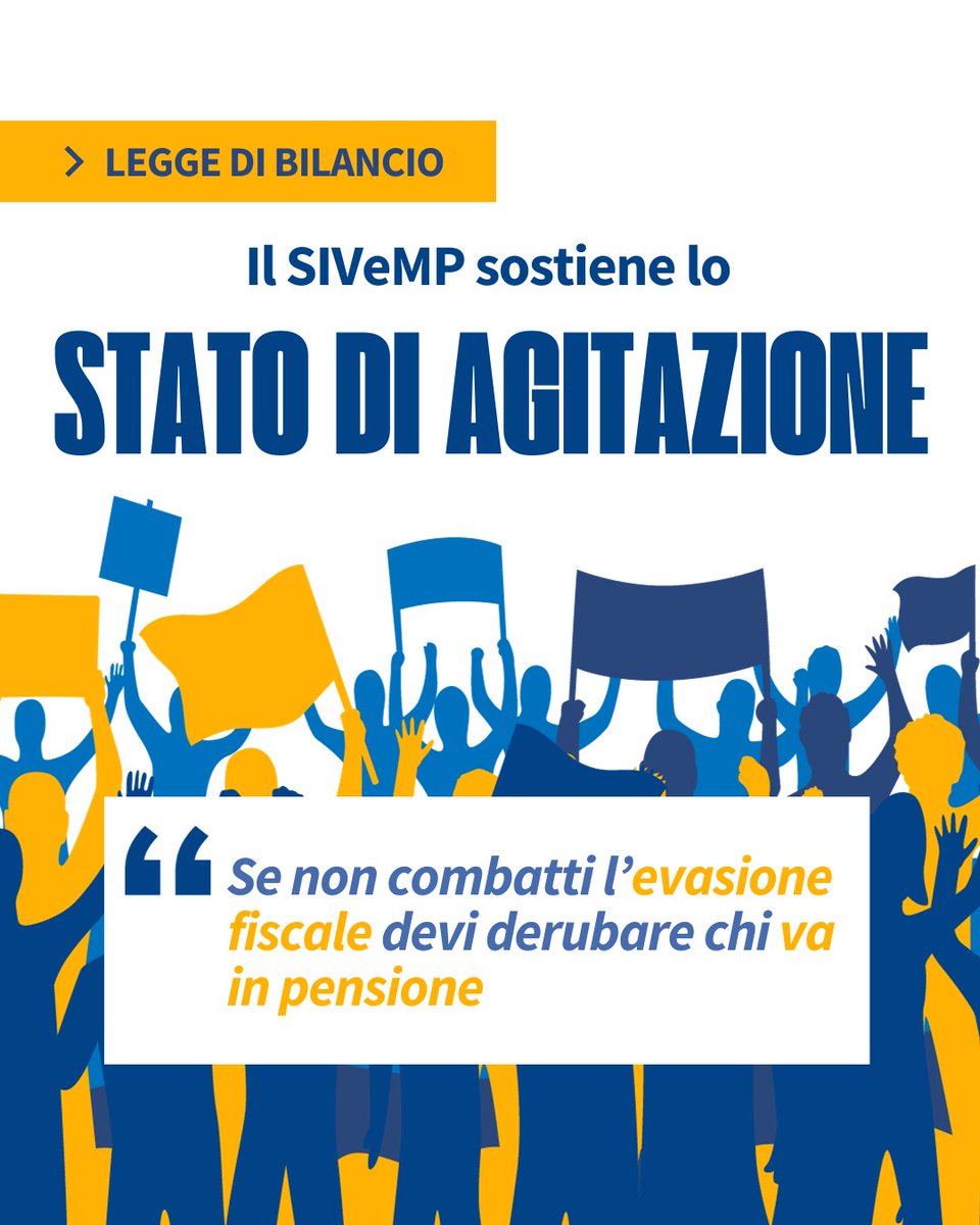 SIVeMP_Naz's tweet photo. I dirigenti veterinari del SSN aderiscono allo Stato di Agitazione proclamato da FVM contro l’imponente taglio alle pensioni a danno dei dipendenti pubblici di scuola e sanità pubblica, previsto dalla Legge di Bilancio in discussione al Parlamento.
https://t.co/ovZ8MjyYU0 https://t.co/kuZHHVhBIW