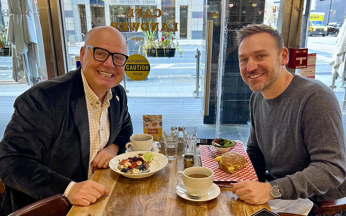 roccorossiTO's tweet photo. Spreading hummus not hate @CafeLandwer this morning. Great company and great breakfast. #ServingAll https://t.co/rzHCOTfwgr