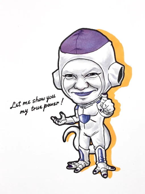#似顔絵 「キェイッ!!」 #BANBANBANBAN山本 #ドラゴンボール #caricature #dragonballfanart #鳥山明リスペクト #a24_works #a24works #a24wks