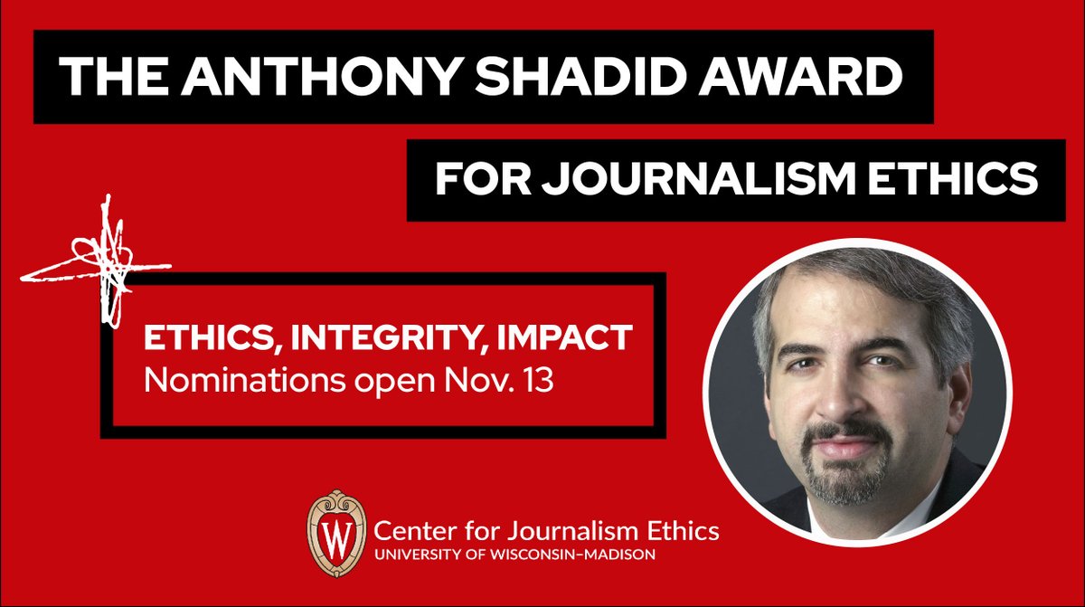 Nominations for the 2024 #ShadidAward will open on Monday, November 13. This year's winner will receive $5,000 in prize money. 

We look forward to receiving your nominations. How to nominate: ethics.journalism.wisc.edu/shadid-award/s…