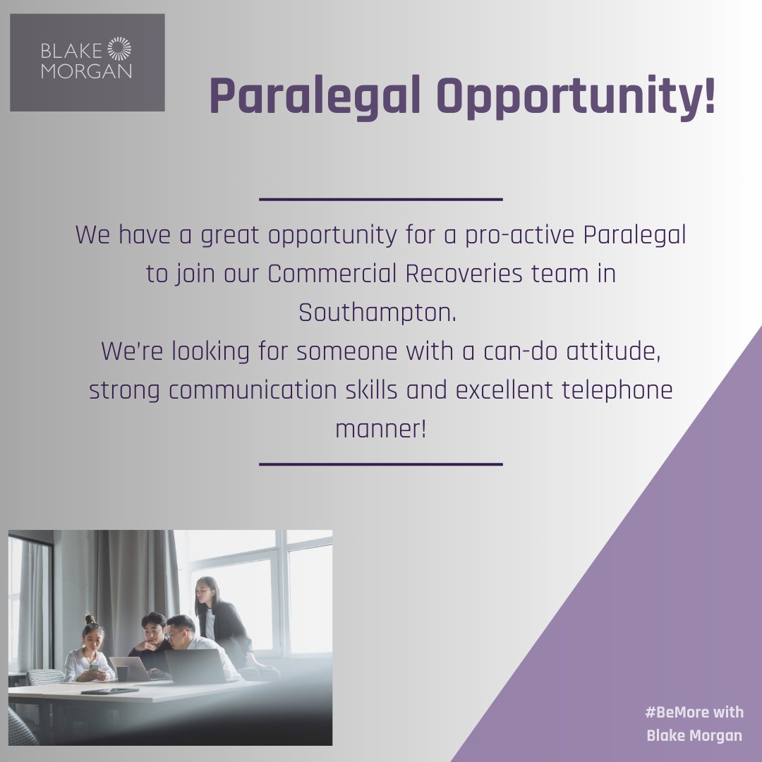 ❕We have an exciting new opportunity for a Litigation Paralegal to join our commercial recoveries team in Southampton!❕

Please see below link for more details about the role and how to apply!⬇️

shorturl.at/pvFPR