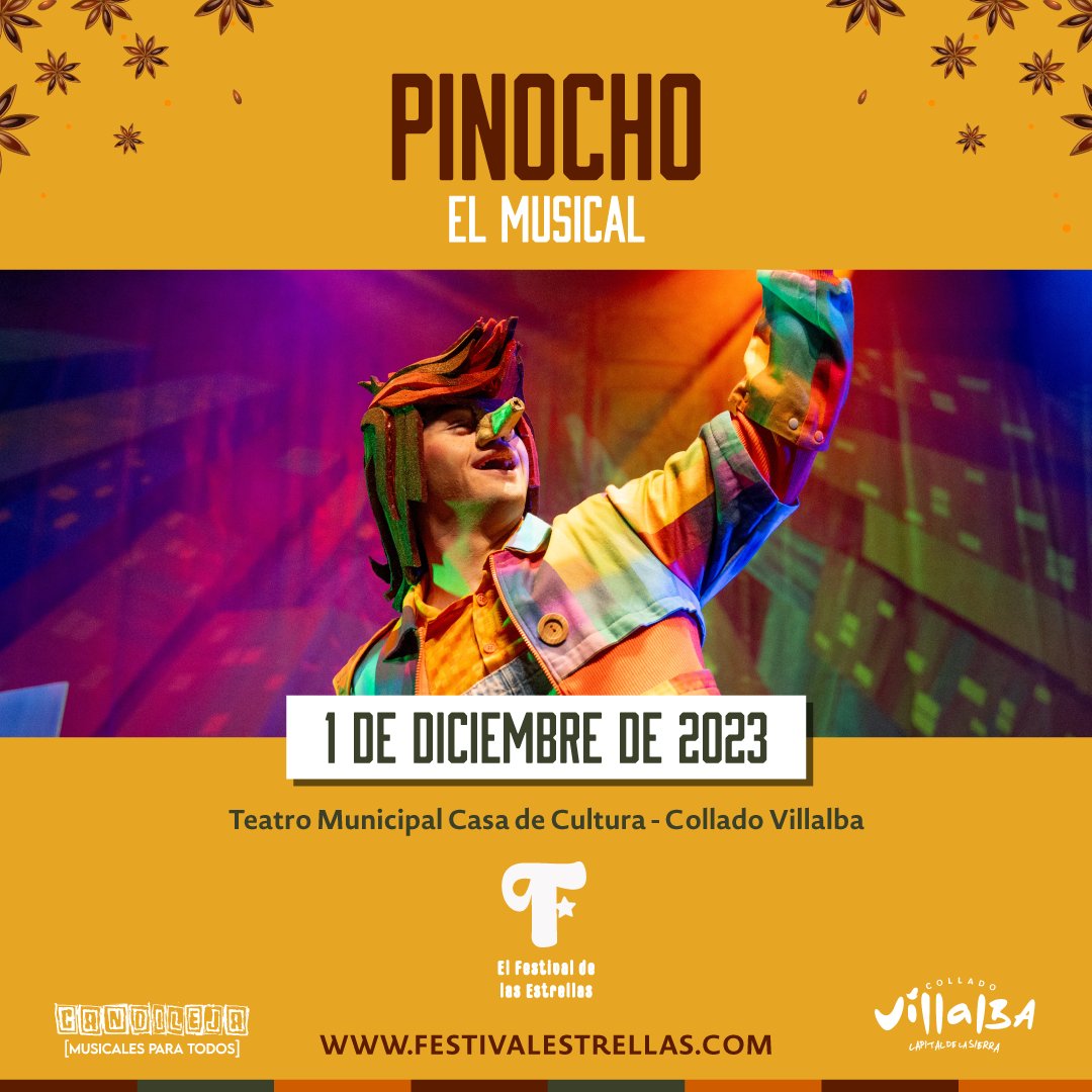 El Festival de las Estrellas (@festiestrellas) on Twitter photo El 1 de diciembre, el Teatro Municipal Casa de Cultura de Collado Villalba <a href="/AyuntamientoCV/">Ayuntamiento de Collado Villalba</a> recibe el musical inclusivo "Pinocho" como parte de las III Jornadas de Cultura y Discapacidad. ¡Compra tus entradas a partir del 29 de noviembre en festivalestrellas.com! 🌟 El 1 de diciembre, el Teatro Municipal Casa de Cultura de Collado Villalba <a href="/AyuntamientoCV/">Ayuntamiento de Collado Villalba</a> recibe el musical inclusivo "Pinocho" como parte de las III Jornadas de Cultura y Discapacidad. ¡Compra tus entradas a partir del 29 de noviembre en festivalestrellas.com! 🌟