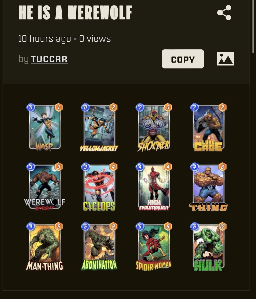Tuccrr's tweet image. Cooked up a some decks to work with Werewolf!! 

Thinking High Evo could be extra spicy 👀🔥

@MARVELSNAP @SnapDecks @CCG_Decks #marvelsnap #decks