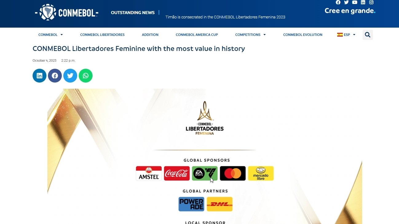 Banco Santander to sponsor the CONMEBOL Women's Copa Libertadores for the  next three seasons