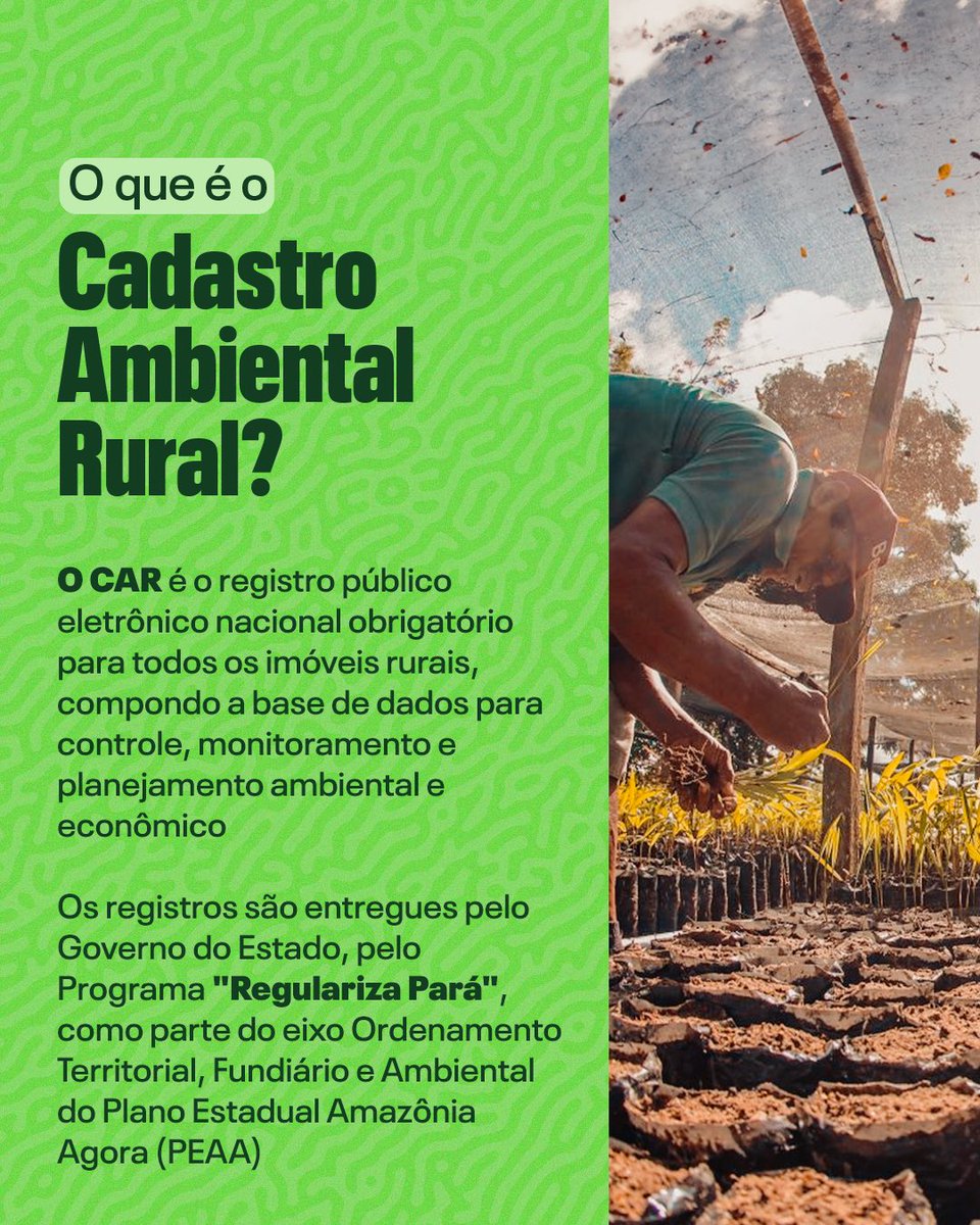 Mais de 63 mil Cadastros Ambientais Rurais já foram validados #PorTodooPará desde 2019. 📃👩‍🌾

Segue o fio e os cards pra saber mais [1/3] ⬇️