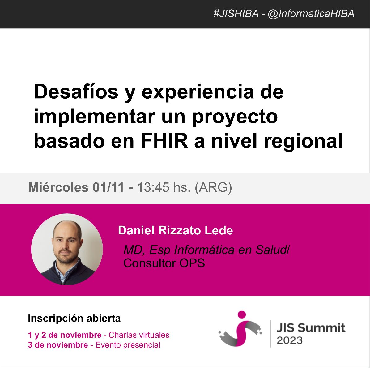 Fernando Campos (@fernandoacampos) on Twitter photo Mañana es el día. Miercoles 13:45. Daniel Rizzato nos cuenta los desafios de una implementacion a nivel continental llevada por la OPS involucrando FHIR. <a href="/HL7/">HL7 International</a> <a href="/HL7Argentina/">HL7 Argentina</a> <a href="/informaticaHIBA/">Informática en Salud - Hospital Italiano</a>
tinyurl.com/ymt7khcr
#JISHIBA #saluddigital #interoperabilidad #InfomedHIBA #FHIR Mañana es el día. Miercoles 13:45. Daniel Rizzato nos cuenta los desafios de una implementacion a nivel continental llevada por la OPS involucrando FHIR. <a href="/HL7/">HL7 International</a> <a href="/HL7Argentina/">HL7 Argentina</a> <a href="/informaticaHIBA/">Informática en Salud - Hospital Italiano</a>
tinyurl.com/ymt7khcr
#JISHIBA #saluddigital #interoperabilidad #InfomedHIBA #FHIR