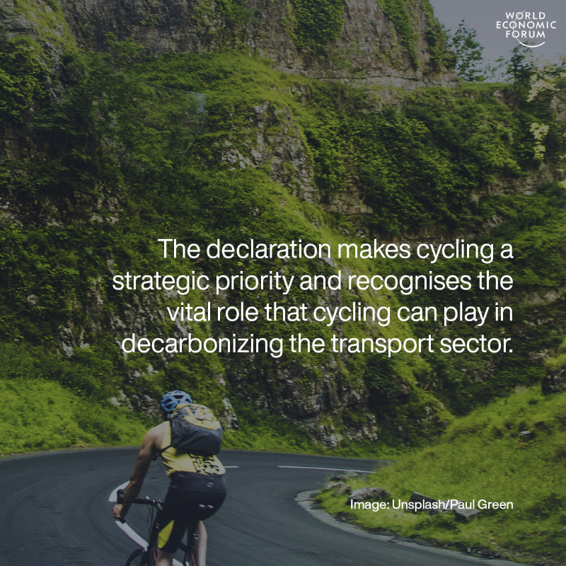 wef's tweet photo. What does @EU_Commission’s declaration on #cycling mean for the bloc’s efforts to decarbonise and achieve net zero?