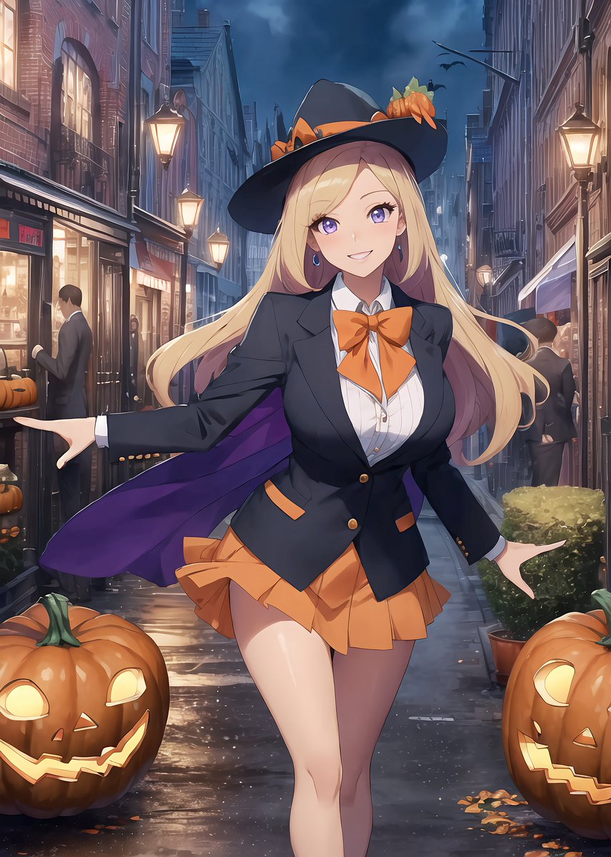 Kz2669's tweet image. 🎃🌃今夜はこの辺で…🧙‍♀️✨
#StableDiffusion #AIイラスト少女