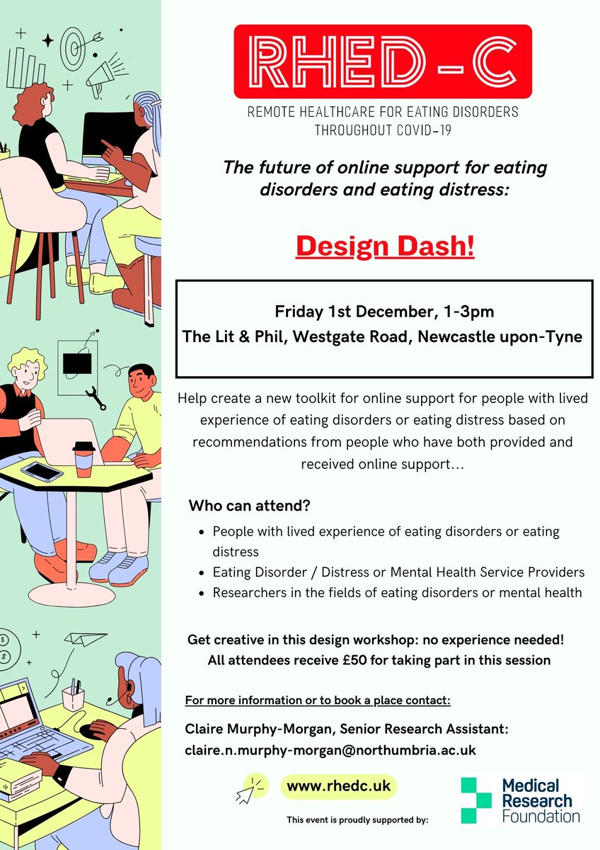 Are you interested in helping to improve online support for people with lived experience of eating disorders or eating distress?  The you may be interested in joining <a href="/RHEDC_Project/">RHED-C</a> for our #DesignDash in Newcastle on the 1st December: