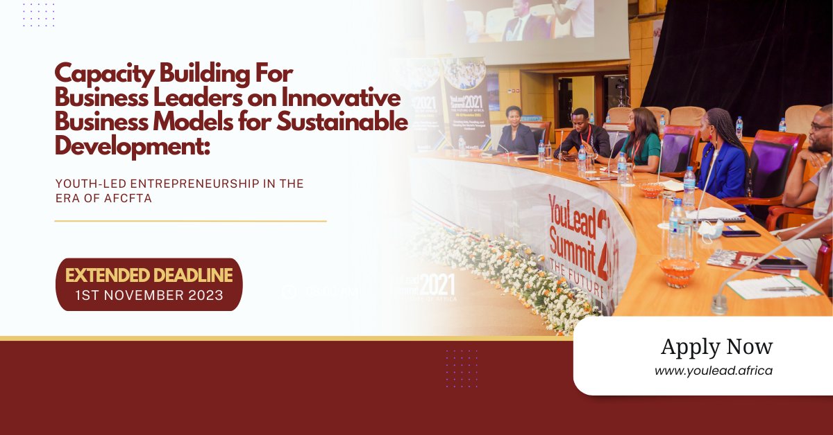 Coming up in our series of Online Training sessions this year is a 2-day engagement on Innovative Business Models for Sustainable Development ✨REGISTER NOW at bit.ly/YouLeadBusines… 🗓 Happening: This Thursday & Friday 2nd & 3rd November