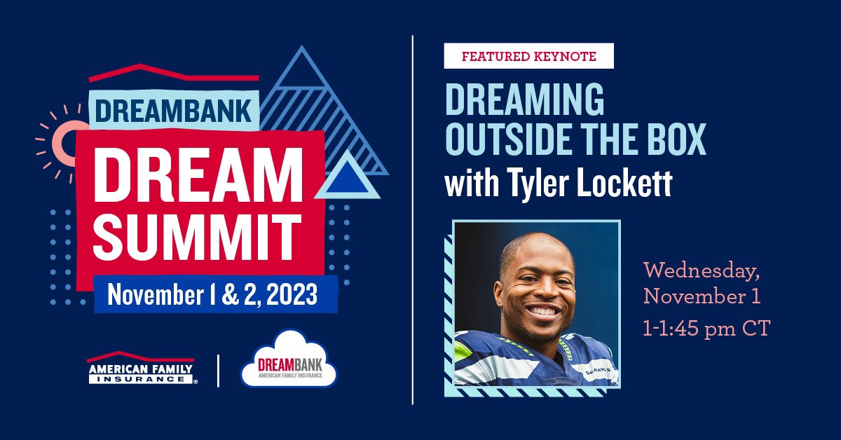 Excited to be a keynote for the @amfam @DreamBankMSN Dream Summit! Join me as we inspire, motivate, and empower each other to dream outside the box! Register here: dreamsummit2023.com