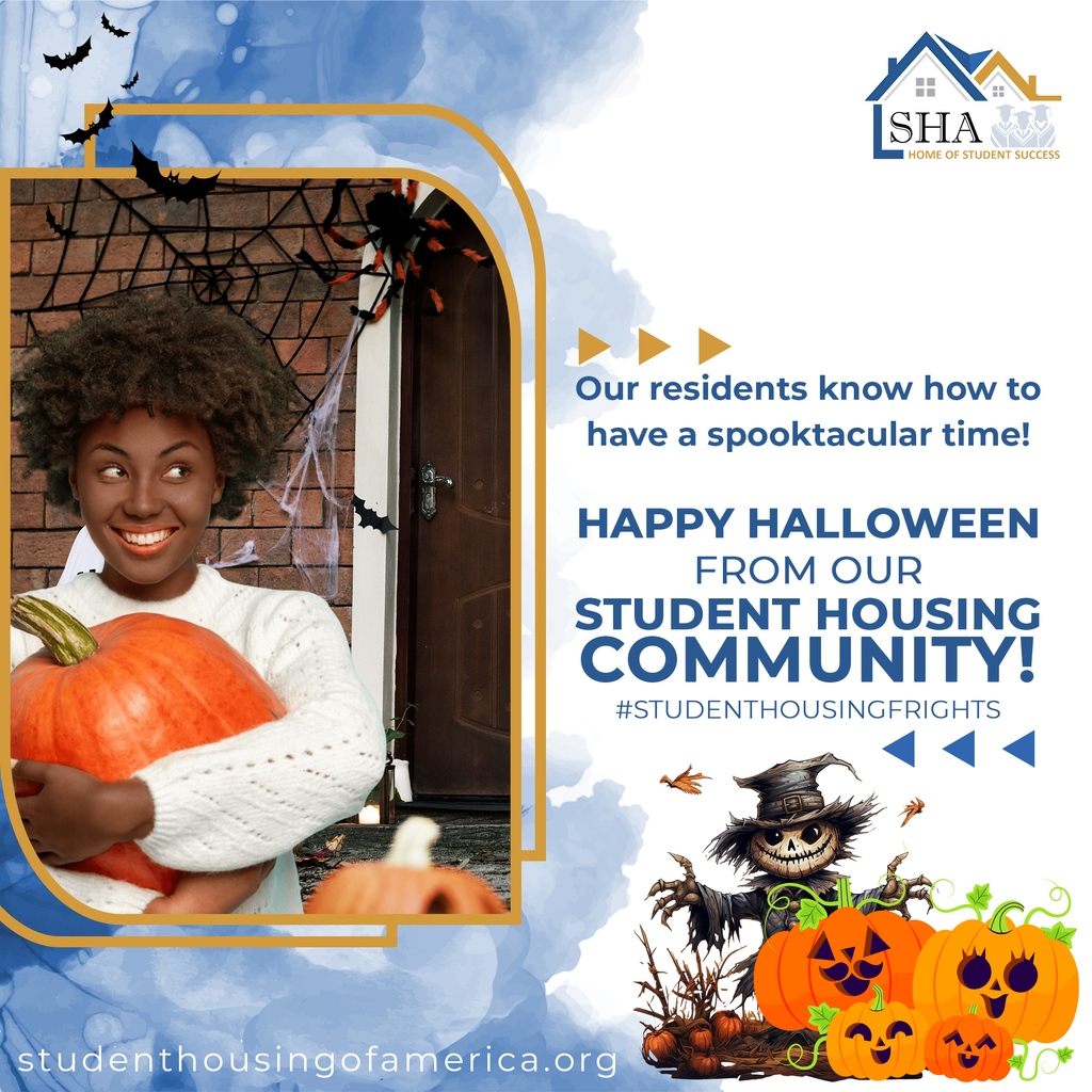 It's time to let loose a little. Have some fun and frights! Wishing our student residents a Happy Halloween! #hbcu #sha #safehousing #affordablehousing #studentsupports #boo #happyhalloween