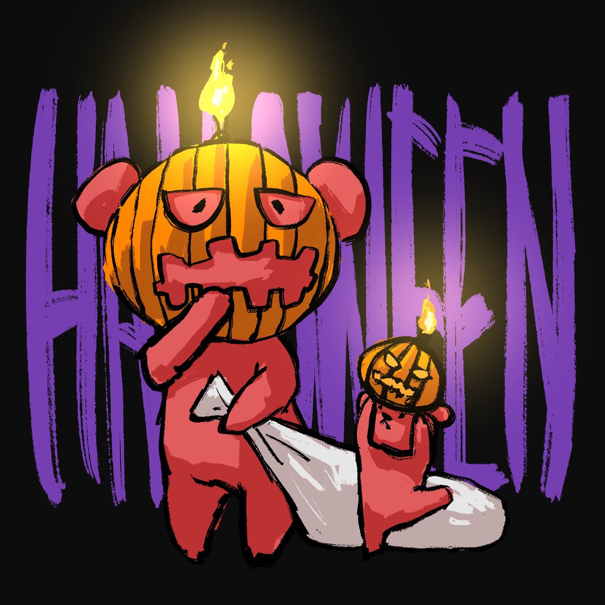no humans pokemon (creature) holding halloween jack-o'-lantern standing candle  illustration images