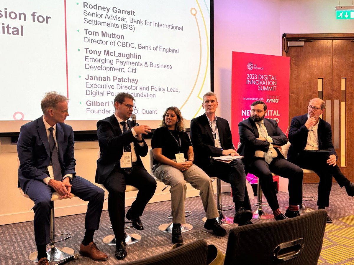 Q about traceability.

"We need a new form of money with logic and programmability," says @GVerdian. "Money laundering and fraud (ever-increasing and banks are liable) will always exist but this new money gives us far better tools to solve it."

#UKFinanceDIS #DigitalPound