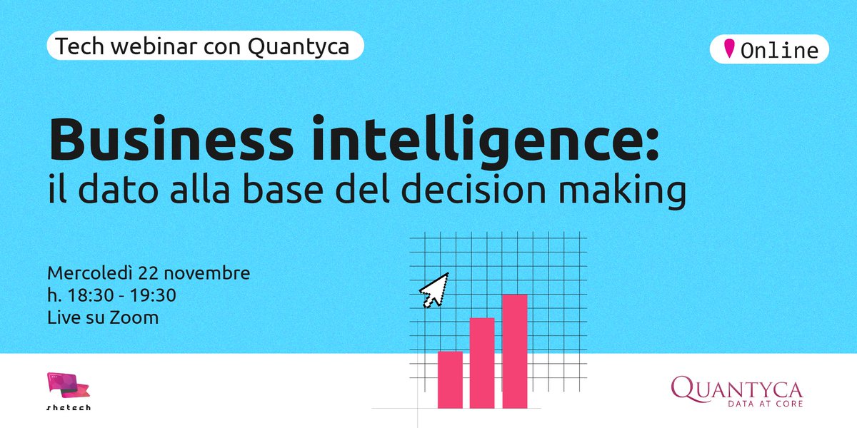 Gli eventi con <a href="/SheTechItaly/">SheTech</a> vanno avanti: il 22 novembre, non perdere il Tech Webinar - Business intelligence: il dato alla base del decision making. ⬇️eventbrite.it/e/registrazion…