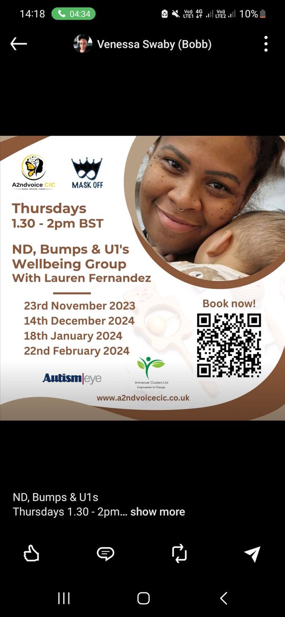 Join #LaurenFernandez autism online wellbeing group for new mums

ND, Bumps and U1s
Thurs, 1.30 to 2pm

23 Nov
14 Dec
18 Jan
22 Feb

a2ndvoice.pembee.app/activity/653fe…

#maternity
#sensory
#breastfeeding
#metime
#routine
#mummyandbaby