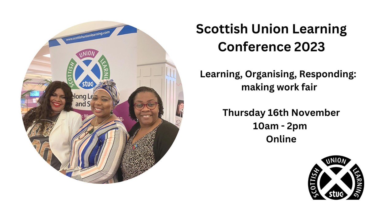 This year's Scottish Union Learning Annual Conference will be held online on 16th November.  Read more about the event and book a place at: scottishunionlearning.com/news/news/scot…