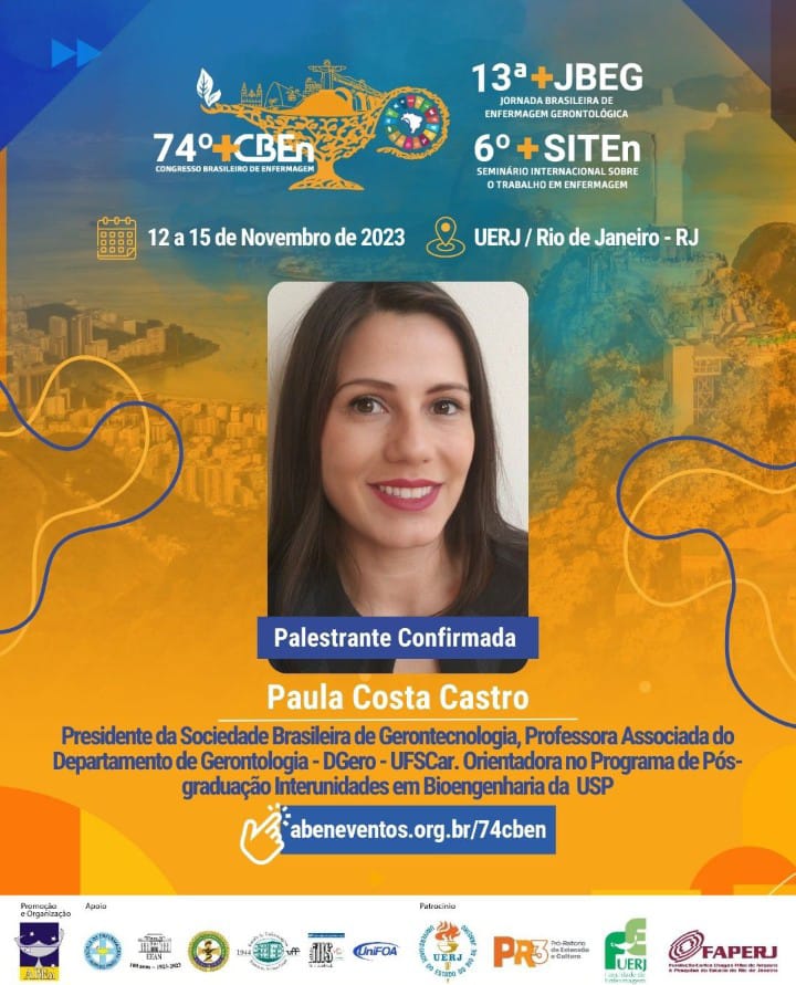 sbgtec's tweet photo. A presidente da SBGTec, Profa. Dra. Paula Costa Castro, será palestrante no 
74º Congresso Brasileiro de Enfermagem (74º CBEn).

O evento ocorrerá entre os dias 12 e 15 de novembro de 2023. 

Segue link do evento: https://t.co/8WsbBP03xI

@abeneventos

#74Cben #Abeneventos https://t.co/I3HMLc7pB5