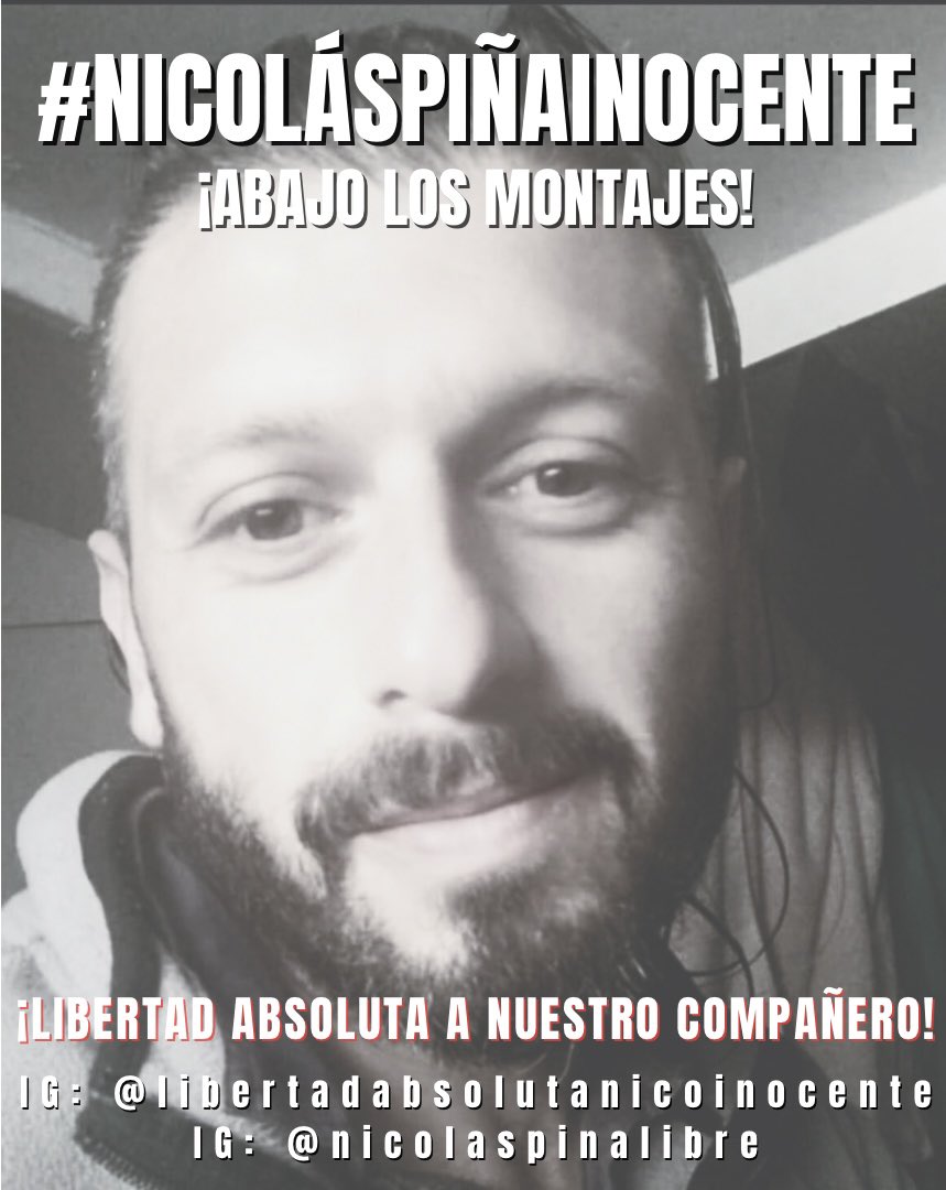 Rebelde_1312's tweet photo. #Free pal Nico #NicolasPiñaInocente #LibertadParaNicolasPiña #NicolasPiñaALaCalle #LibertadParaLosPresosPolìticos #ChileViolaLosDDHH #LibertadALosPresosDeLaRevuelta #EstallidoSocial #JusticiaClasista https://t.co/C0FBsmUlN2