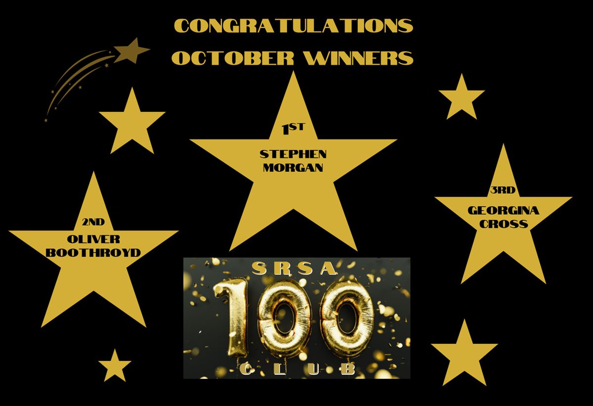 Thank you to all those who signed up to the SRSA 100 Club in October and congratulations to our winners. If you would like to be in with a chance of winning and help raise funds for the school sign up from November for just £22 (£2 per month) at SRSA (pta-events.co.uk).