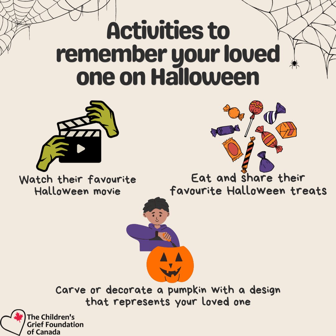 TheCGFC's tweet photo. 🎃 Halloween can bring a mix of emotions for children dealing with grief.

 It's okay to feel "grief-y" amidst the costumes and candy. 

Let's support them in finding meaningful ways to honour their loved ones. ⤵️ https://t.co/0jGk5VRl8d