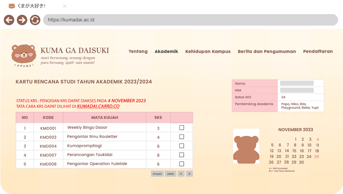 ㅤ 
ㅤㅤ⋆ 𝑲𝑹𝑺 : 𝐊𝘶𝘮𝘢dai 𝐑egi𝐒tr𝖺͟𝗍͟𝗂͟𝗈͟𝗇.ᐟ ⋆
ㅤ
ㅤ ㅤꜥ 🐻  :ㅤbaby  bears  needed.
 ㅤ    04/11/2023ㅤ⌒ㅤ19:00ㅤwib
ㅤ    ───────────────────
ㅤㅤ🅺🆄🅼🅰 🅶🅰 🅳🅰🅸🆂🆄🅺🅸

ㅤ