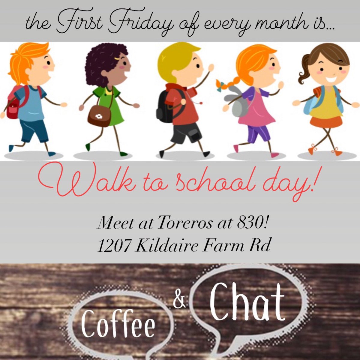 Friday is Walk To School Day, followed by PTA coffee chat on the front porch of FWES at 915!