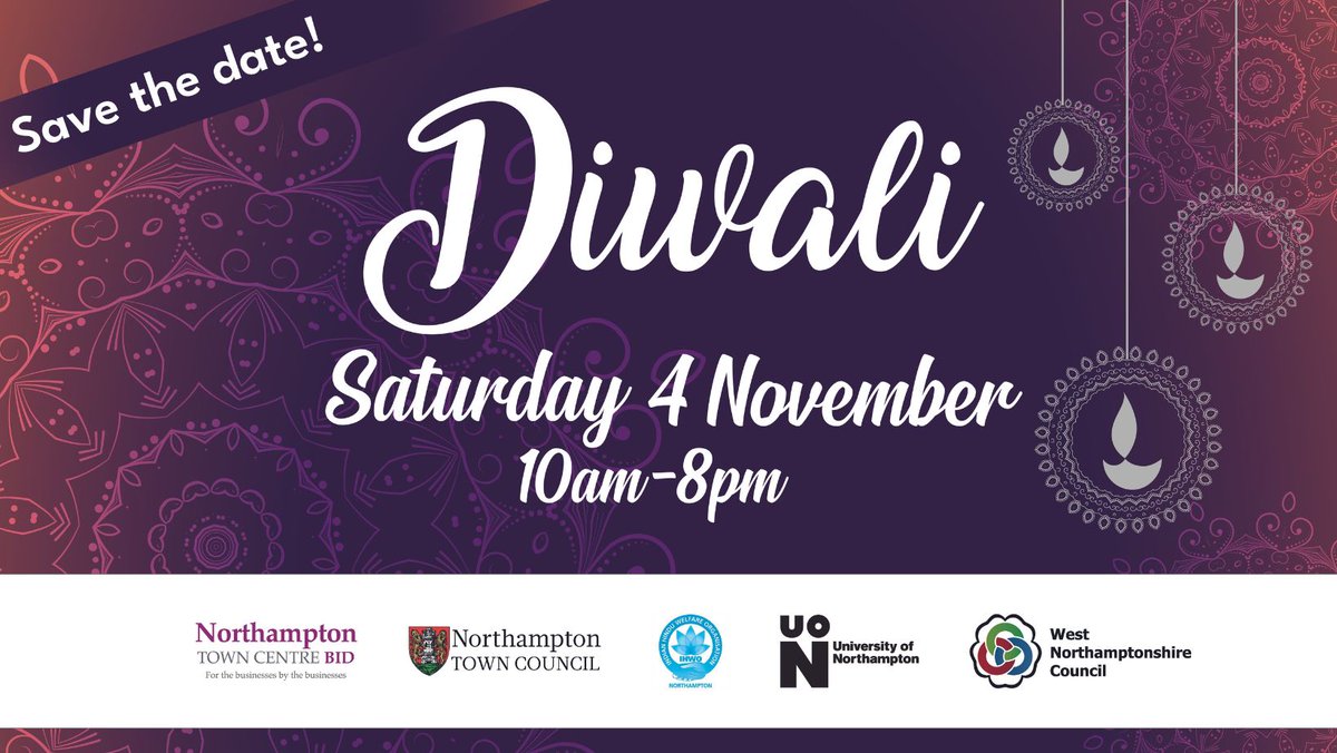 Northampton's annual Diwali Lights Festival is happening tomorrow! 🌟💫✨ Organised by the Northampton Indian Hindu Welfare Organisation, visitors can enjoy cultural activities, henna painting, saree dressing, community stalls & Indian food and drink #Diwali2023