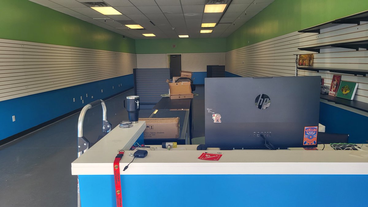 So, not yet ready to open, but at least I've got my <a href="/Voiddyn/">Voiddyn</a> stickers up and representing!! #atomicplanetcomics