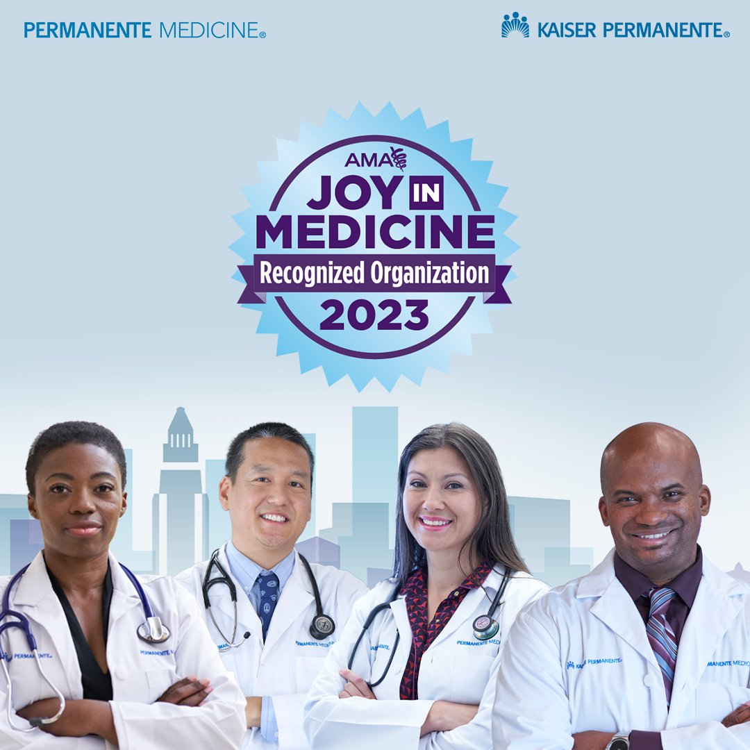 Kaiser Permanente's commitment to #physicianwellness shines, with 4 Permanente Medical Groups receiving @AmerMedicalAssn's Joy in Medicine™ Health System Recognition. Only 72 health organizations nationwide earned this distinction! 🔗 Read more: ow.ly/ZA9250Q2nVj