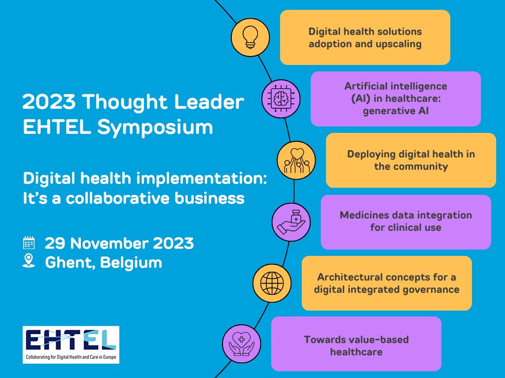🤿 Deep-dive into a wide range of topics, including personal #healthrecords, #ePrescribing, generative #AI.
💡Get lots of ideas on how #digitalhealth challenges can be met through #collaboration, at the 2023 #EHTEL_Symposium.

See the agenda and register 👉bit.ly/4930jSC