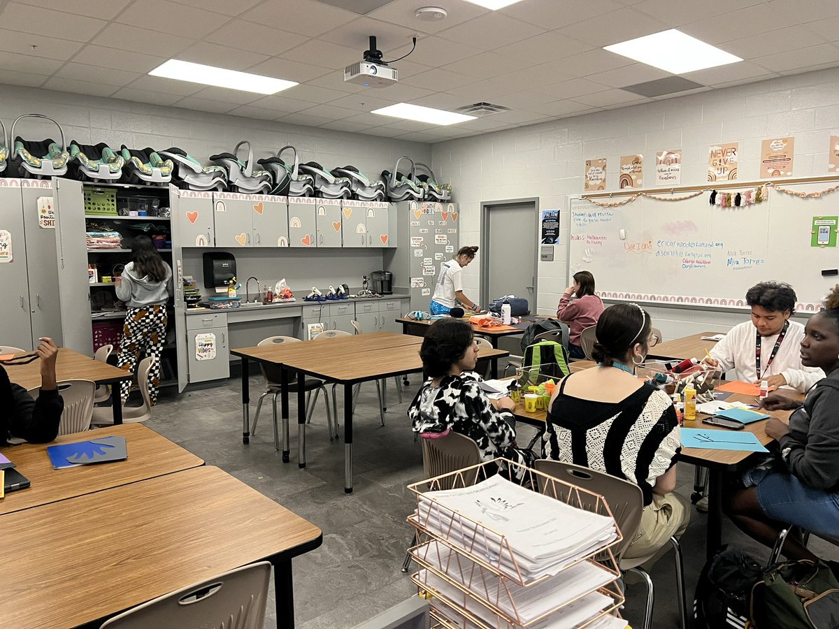 Principles of Education Students using their fine and gross motor skills to create step by step directions for fall crafts for early or middle childhood learners. #PantherProud