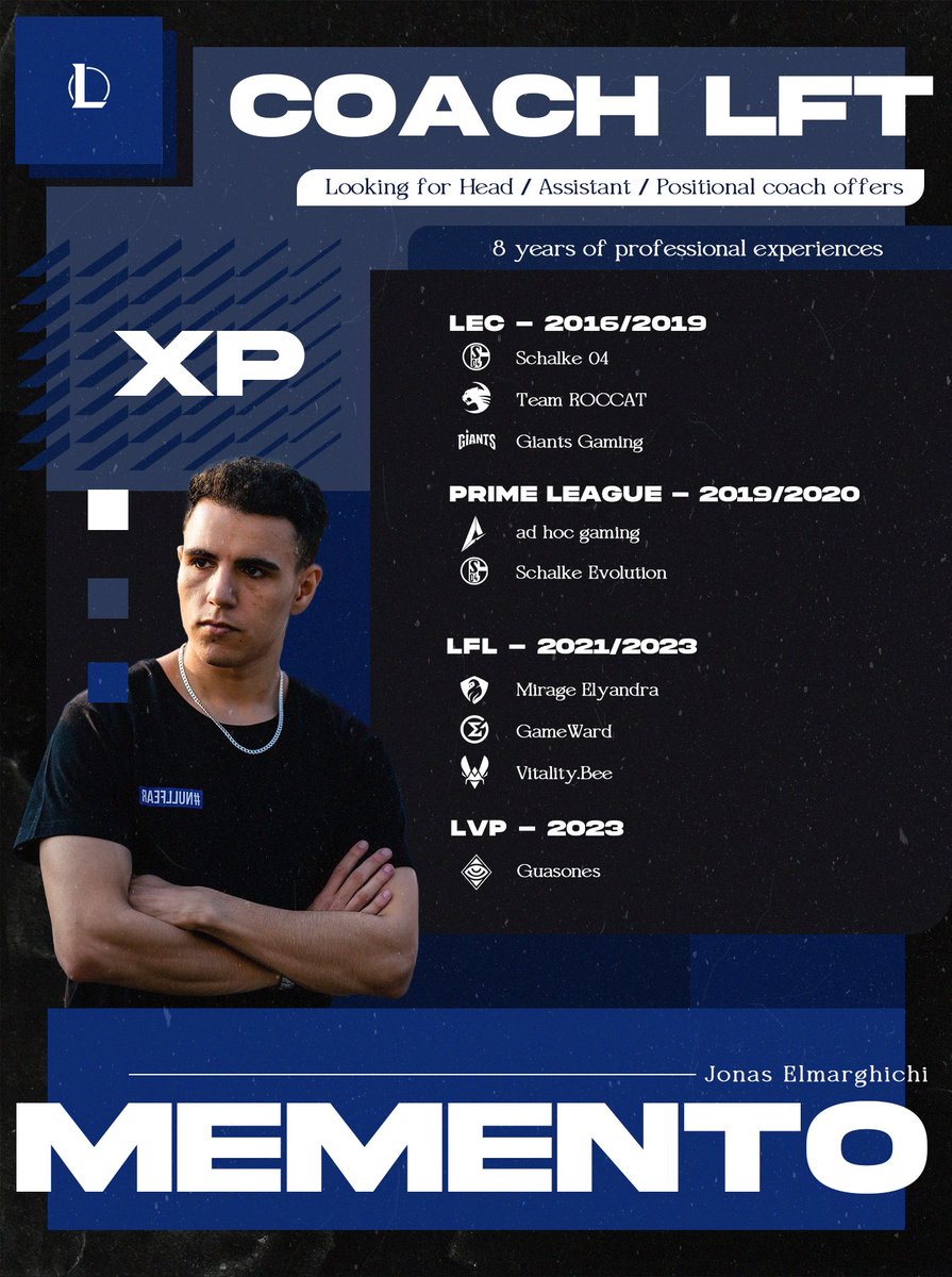 This will be my first LFT post as a coach and not a player, feels weird but exciting at the same time

I will now be actively searching for coaching positions, Open to all offers but prioritizing LEC/ERL

Feel free to DM for further information