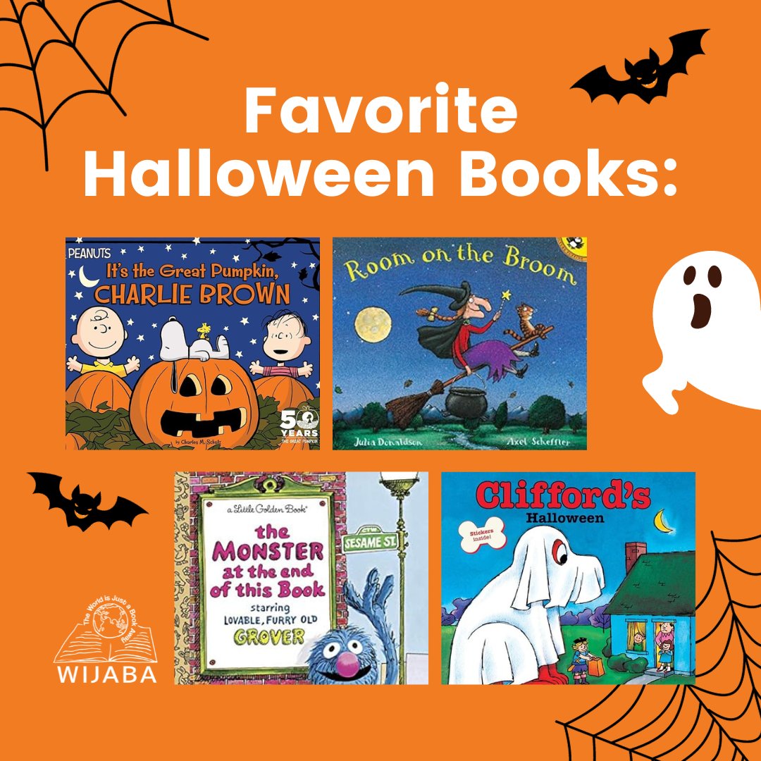 #HappyHalloween from your WIJABA family! We’re spending today reading our favorite spooky stories. What were your favorite #Halloween #books as a kid? Comment below with any you would add! #JustABookAway #ChildrensBooks #Reading #ReadingWithKids