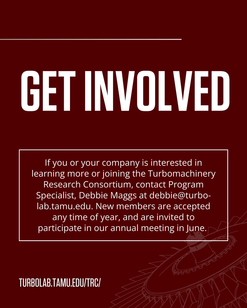 TurboLabTEES's tweet photo. Ready to tap into cutting-edge research, an advanced research facility, and exclusive project opportunities? Visit https://t.co/ZAKoyergXX or contact Debbie Maggs, Program Specialist, at debbie@turbo-lab.tamu.edu to join the TRC today. 🚀 #turbolab #turbotuesday https://t.co/iSndGhM9fZ