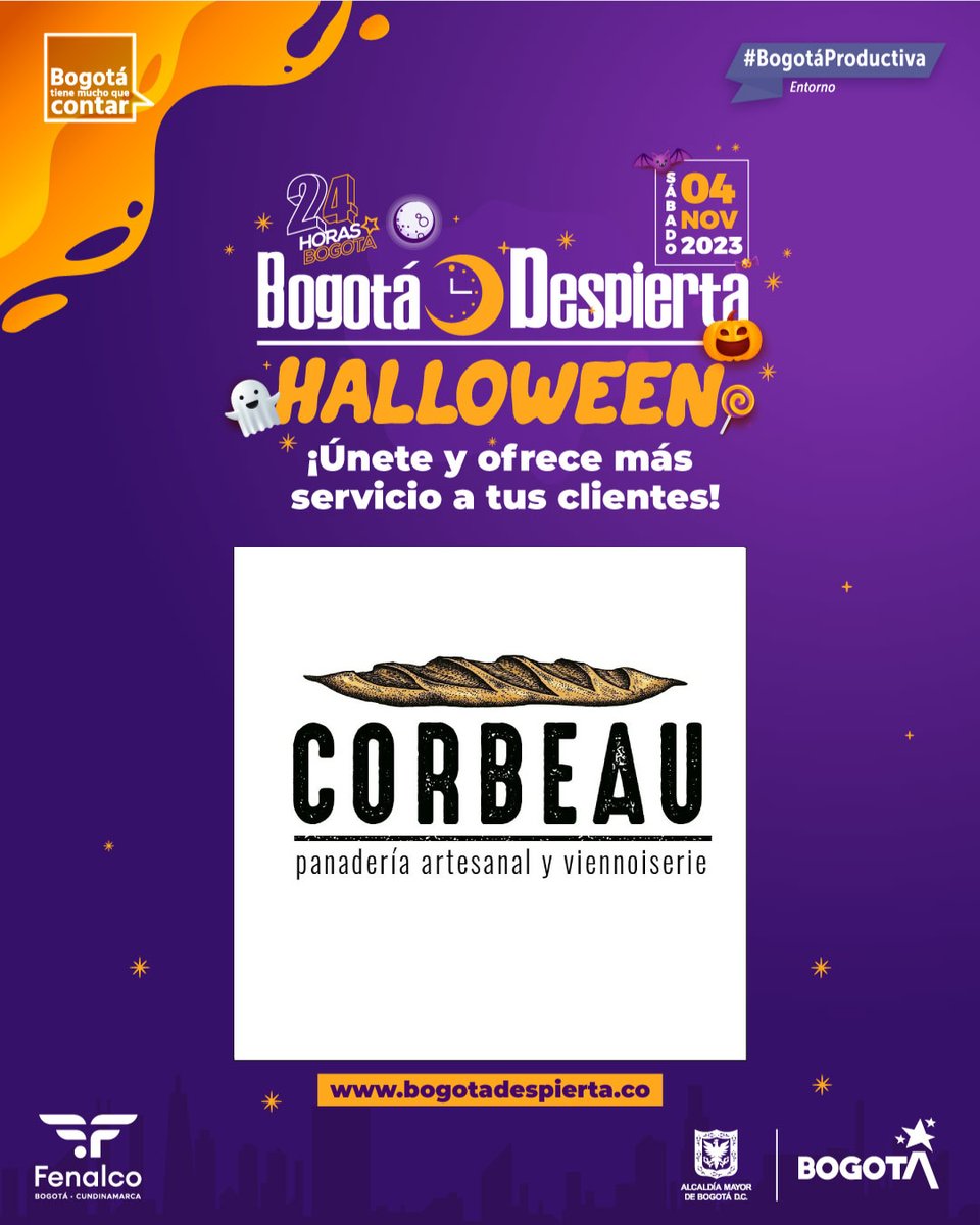 FenalcoBogota's tweet photo. 👉🏻#CorbeauPanaderia extenderá su horario hasta las 8:00 p.m.
👉🏻2 sedes de @BuffaloWingscol se unen a #BogotáDespierta con descuentos del 5% al 10% y horarios extendidos, revisa cuáles es https://t.co/hw3w85zshF https://t.co/a8EuAgEbOy