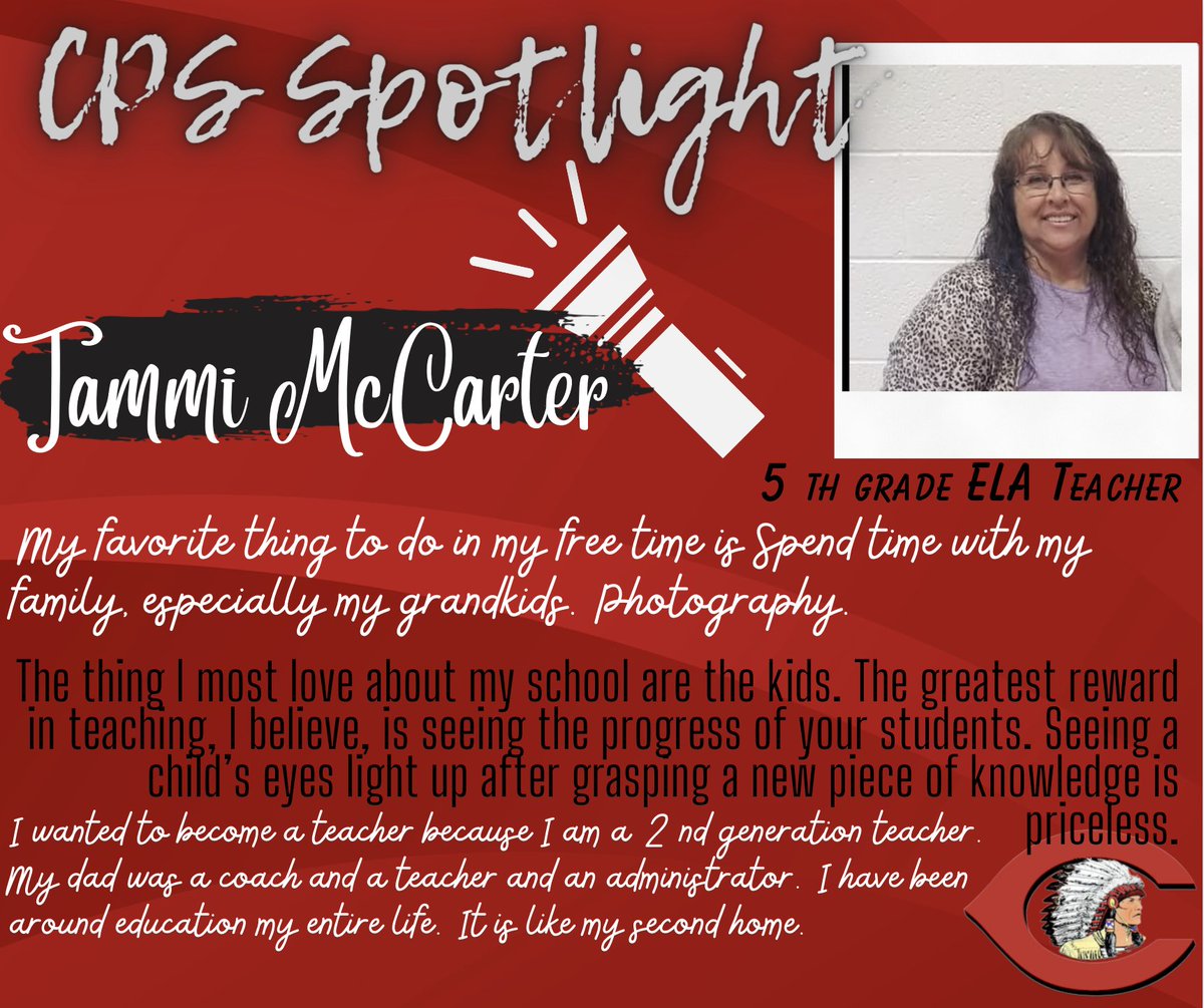 CPSIndians's tweet photo. 📷CPS Faculty and Staff Spotlight 📷
#cps #ComancheIndians #comancheok #WeAreOne #IFND https://t.co/WFi16GeVbm