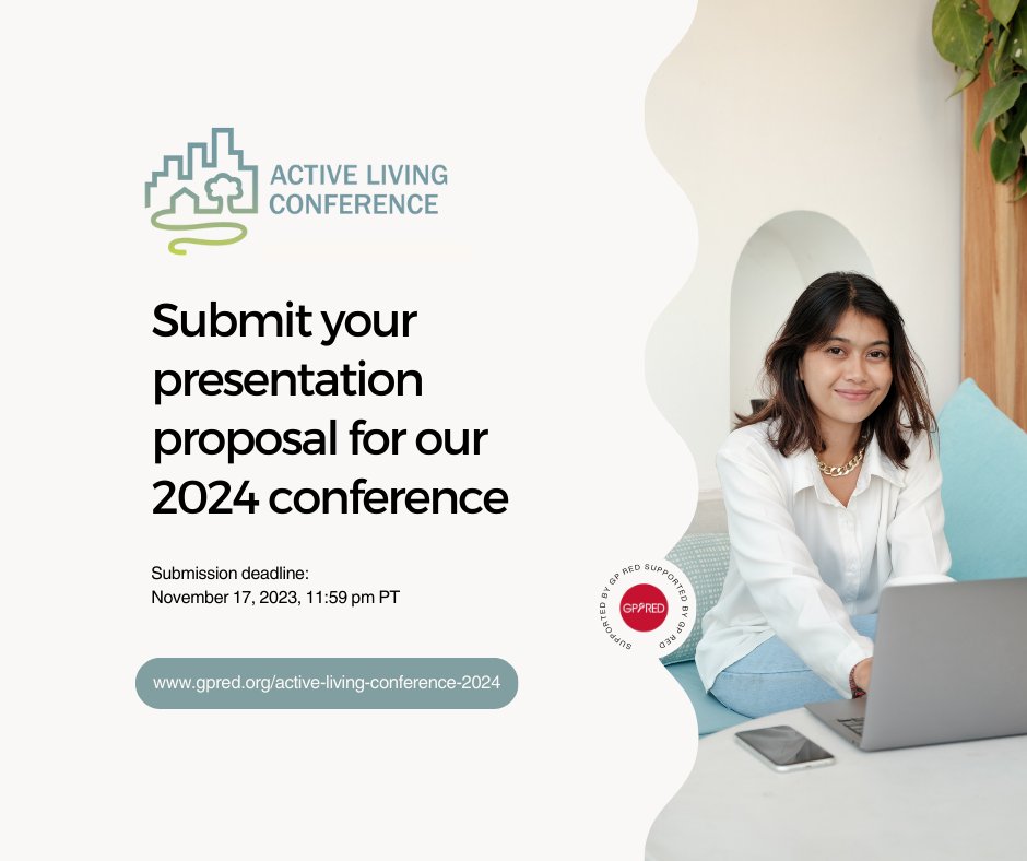 GPREDorg's tweet photo. 🌟 Calling all Active Living Advocates! 🌟
Submit your innovative proposals for Active Living Conference 2024, Chattanooga, March 25-28. Shape healthier communities! Deadline: Nov 17, 2023. Don't miss out! Learn more: https://t.co/sBZHYJte49. 🏃♀️
#ActiveLiving2024 #GPRED https://t.co/XHd6Ps8NxG
