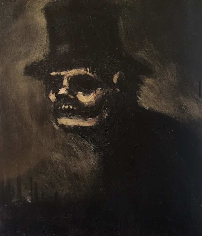 Happy Halloween! ⚰️🪦🎃👻💀

Theodore Major (1908-1999) 
‘The Undertaker' 
30'x 25'
Oil on Board
Private Collection

#theodoremajor #undertaker #halloween #skeleton #art #artist  #painter #painting #oilpainting #modernart #modernbritishart #twentiethcenturyart #northernart