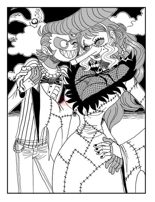 Kinda debated if I wanted to upload this because it didn't felt Halloween related, but they're also the Jack and Sally of my OC's. Maybe next year I'll do something better with them. :)