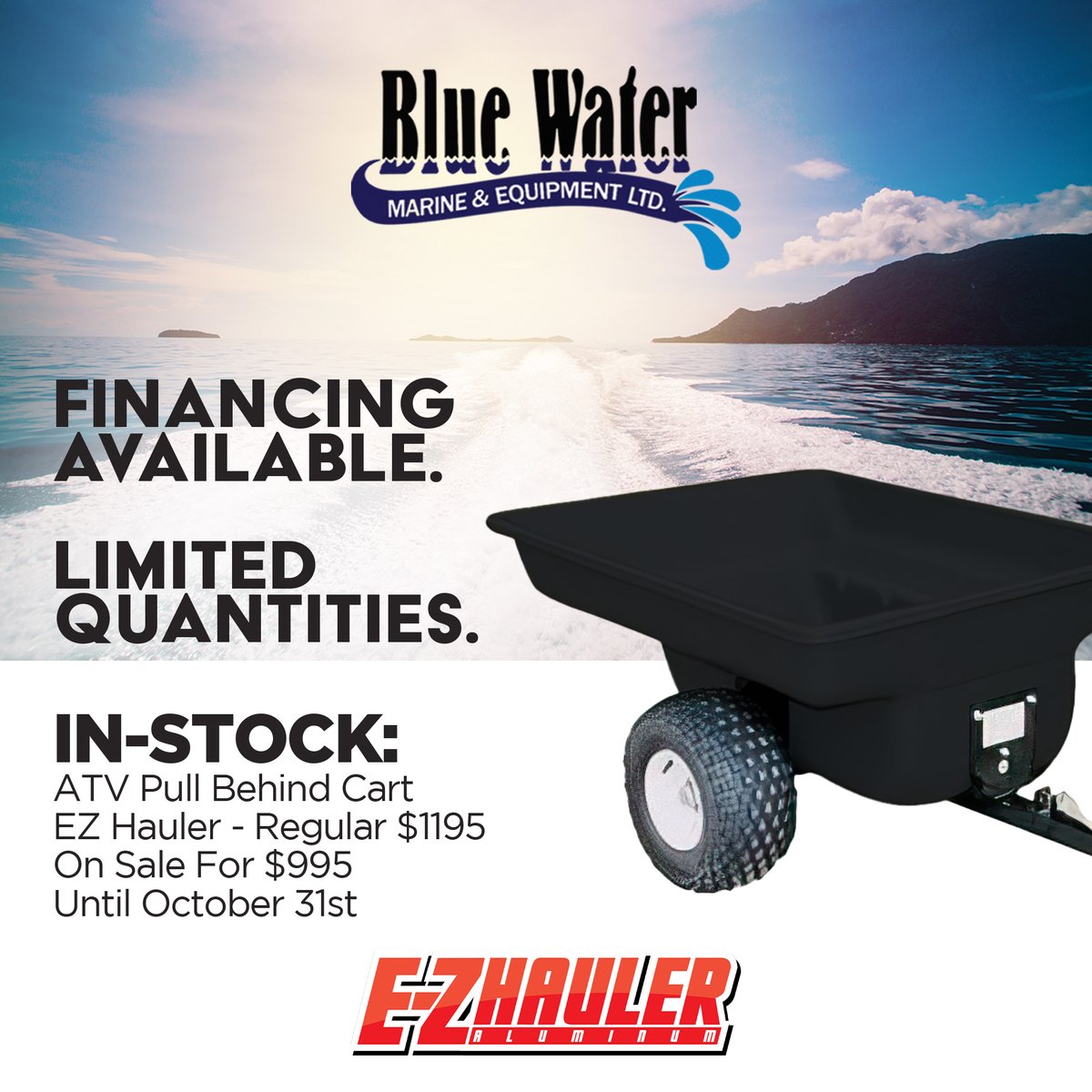 bluewater_nl's tweet photo. SALE ENDING TODAY

🛠️ Discover our deal: ATV pull-behind carts on sale for just $995 (regular $1195)! 💰 This is a limited-time offer, so grab yours while they last. Ideal for any hauling job, with financing options for your convenience. https://t.co/qpGNoSAJfg
