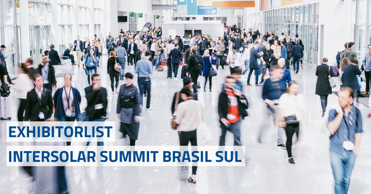 The Intersolar Summit Brasil Sul will welcome around 50 exhibitors. Have a look at the exhibitorlist and plan your visit: bit.ly/3tP2hG5 #Intersolar #Brazil #PortoAlegre #AgriculturalPV #Offgrid