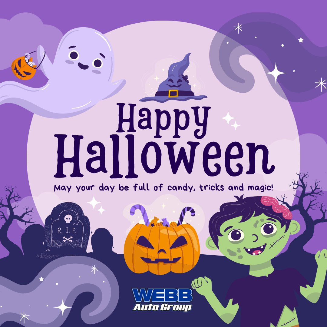 Stay safe and warm today! 🎃 Happy Halloween from everyone at Webb Auto Group! 🦇👻 

#WebbChevyOakLawn #WebbCars #WebbAutoGroup #HalloweenFun #WebbHyundai #GenesisofHighland #WebbHyundaiHighland #WebbHyundaiMerrillville #WebbChevyPlainfield #HappyHalloween #StaySafe