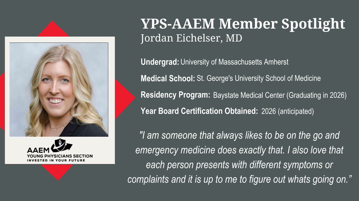 AAEM Young Phys (@aaemyps) on Twitter photo Dr. <a href="/JordanEichelser/">Jordan Eichelser, MD</a> enjoys catching up with friends and family, spending time with her dogs, and enjoying the little things in life that she did not have time for during medical school. Dr. <a href="/JordanEichelser/">Jordan Eichelser, MD</a> enjoys catching up with friends and family, spending time with her dogs, and enjoying the little things in life that she did not have time for during medical school.
