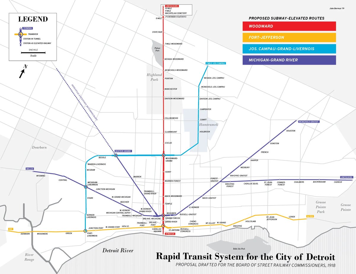 Never forget that the plan to build a Detroit Subway in 1918 lost by one city council vote.