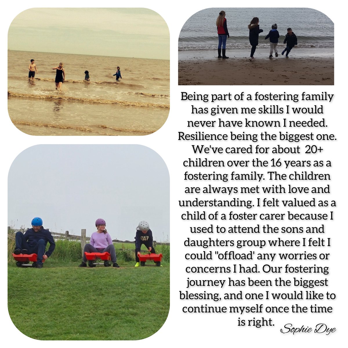 It’s the last day of children of foster carers month. 💙

Sophie, Samual, and Saxon have made some brilliant collages to share their thoughts on being part of a foster family.