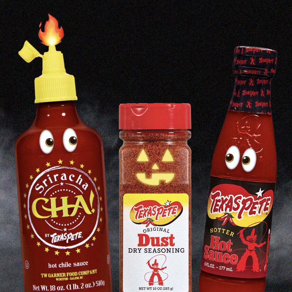 Repeat after me: Spooky &amp; Spicy makes everything nicey 🌶️👻 Happy Halloween everyone! Don't forget to grab your bottle of Texas Pete Hotter Hot—it's like...scary good.