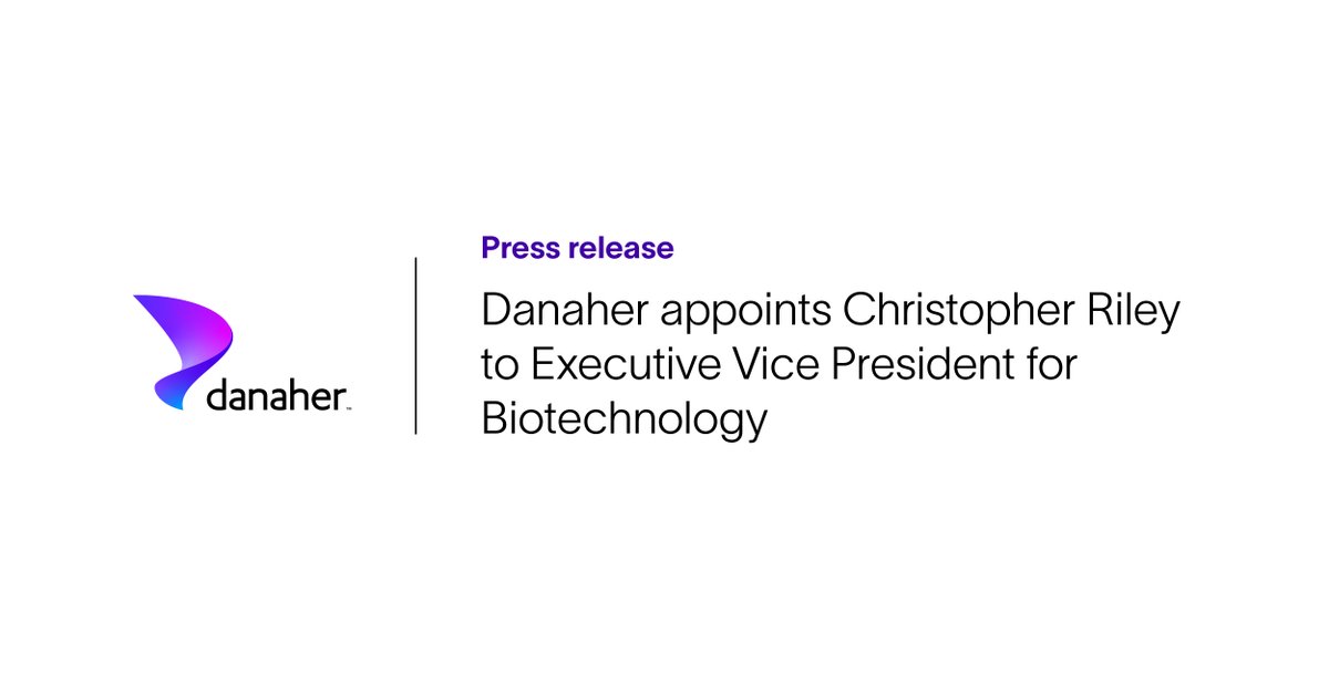 Announced today: Christopher Riley has been appointed Executive Vice President with responsibility for Danaher’s Biotechnology business, effective January 1, 2024. bit.ly/40n7EZ1