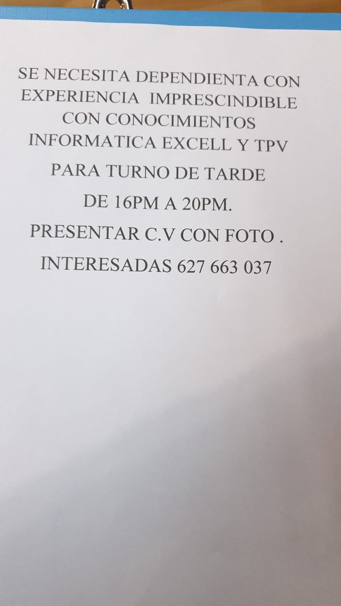 Si conoces a alguien interesado en este empleo, por favor házselo llegar. Gracias